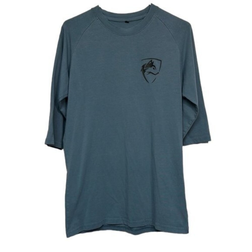 Men’s Alphalete 3/4 Sleeve Gym Activewear Athletic Blue Pullover Shirt Size MED